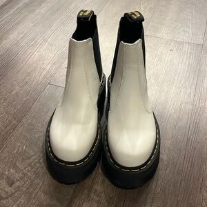 White Doc Marten Leather Platform Boots